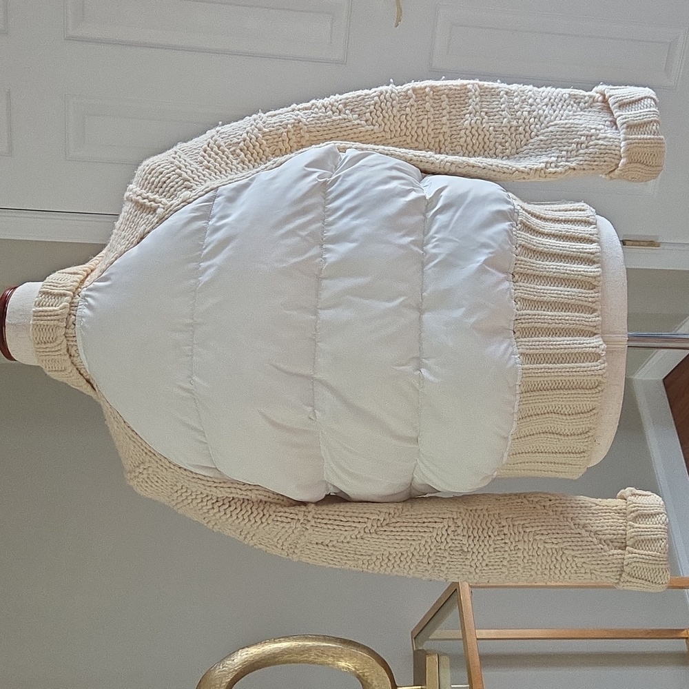 Vintage Polo Cream Knit and Down Puffer Jacket - Picture 3 of 17